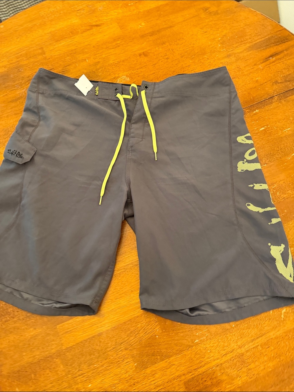 Salt Life Charcoal Swim Board Shorts with Lime Drawcord size 40
